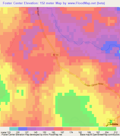 Foster Center,US Elevation Map