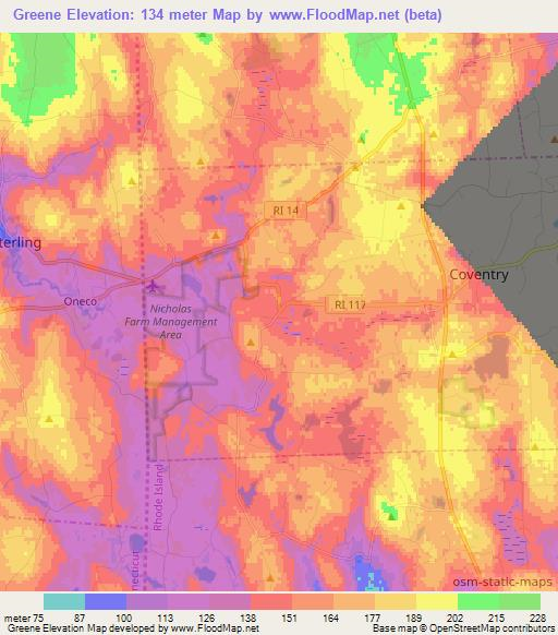 Greene,US Elevation Map