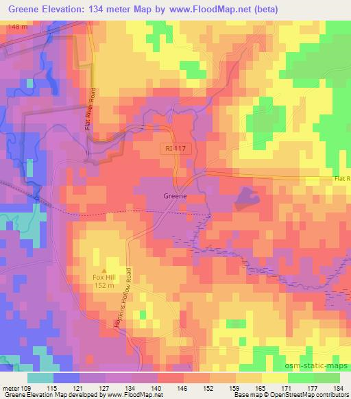 Greene,US Elevation Map