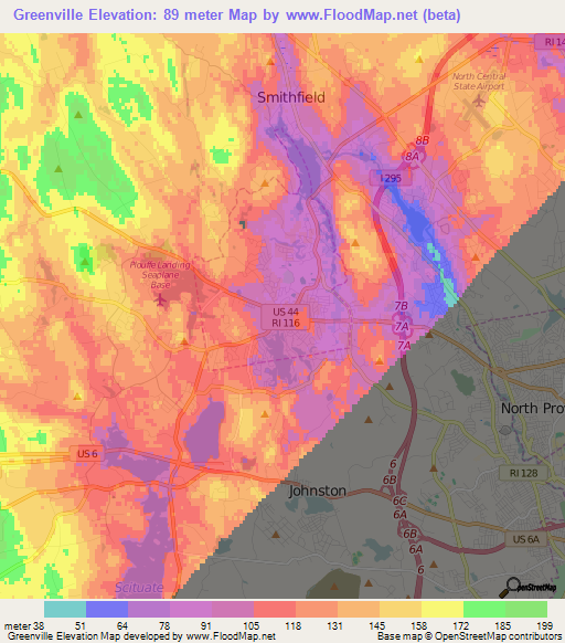 Greenville,US Elevation Map