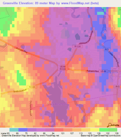 Greenville,US Elevation Map