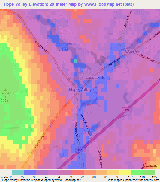 Hope Valley,US Elevation Map