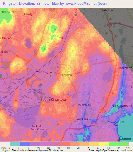 Kingston,US Elevation Map