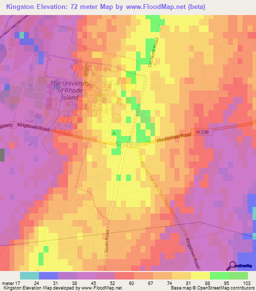 Kingston,US Elevation Map