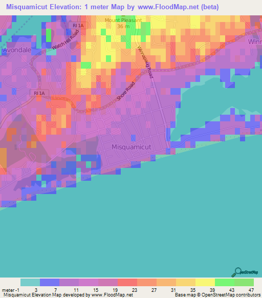 Misquamicut,US Elevation Map