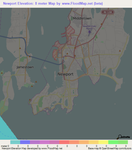 Newport,US Elevation Map