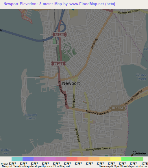 Newport,US Elevation Map