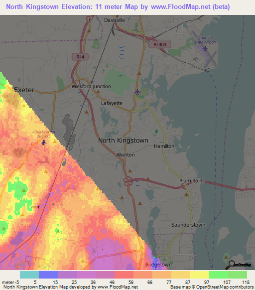 North Kingstown,US Elevation Map