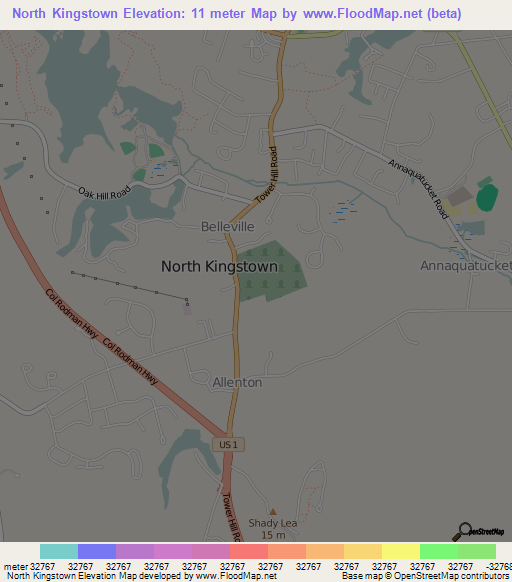 North Kingstown,US Elevation Map