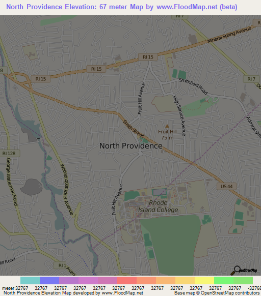 North Providence,US Elevation Map