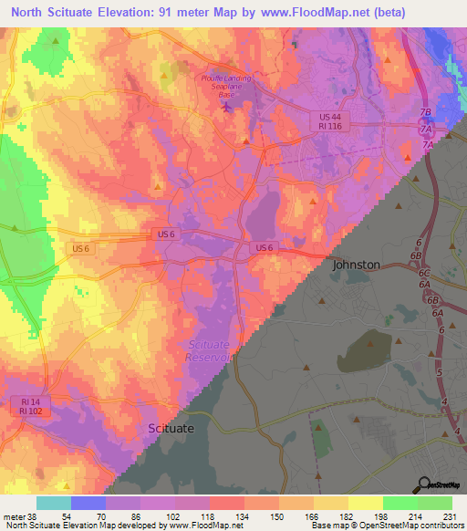 North Scituate,US Elevation Map