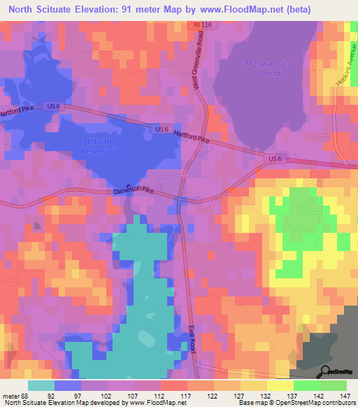 North Scituate,US Elevation Map