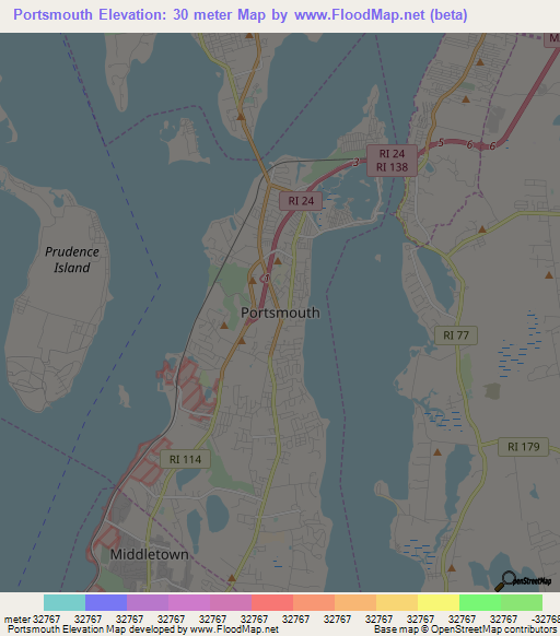 Portsmouth,US Elevation Map