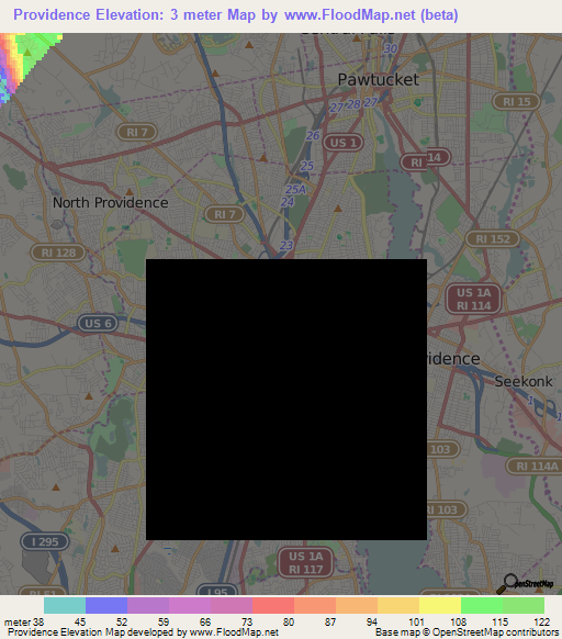 Providence,US Elevation Map