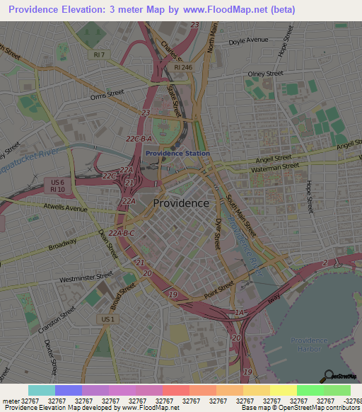 Providence,US Elevation Map