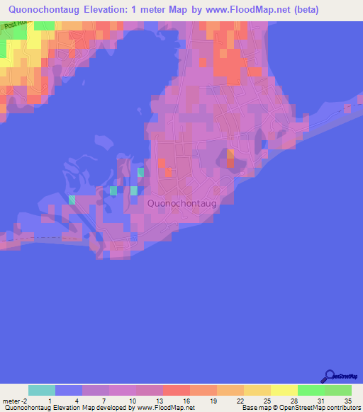 Quonochontaug,US Elevation Map