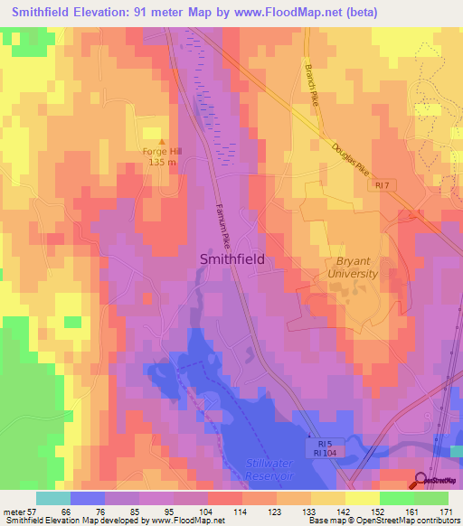 Smithfield,US Elevation Map