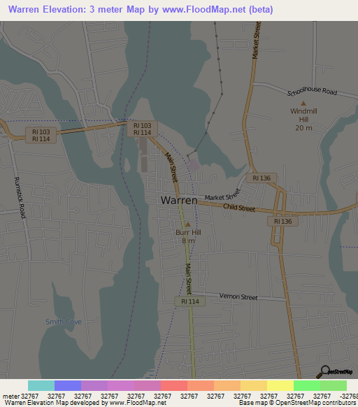 Warren,US Elevation Map