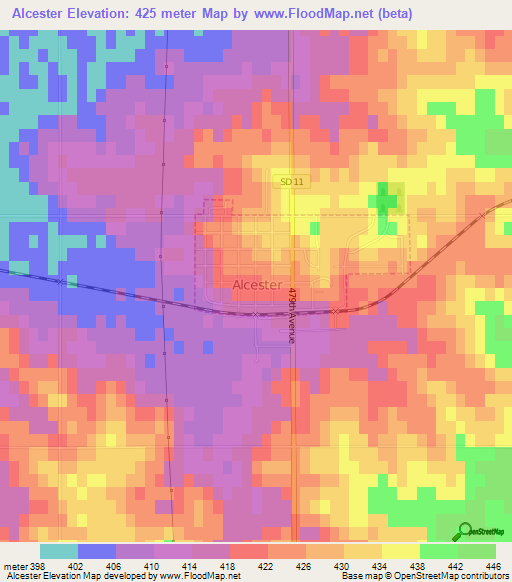 Alcester,US Elevation Map