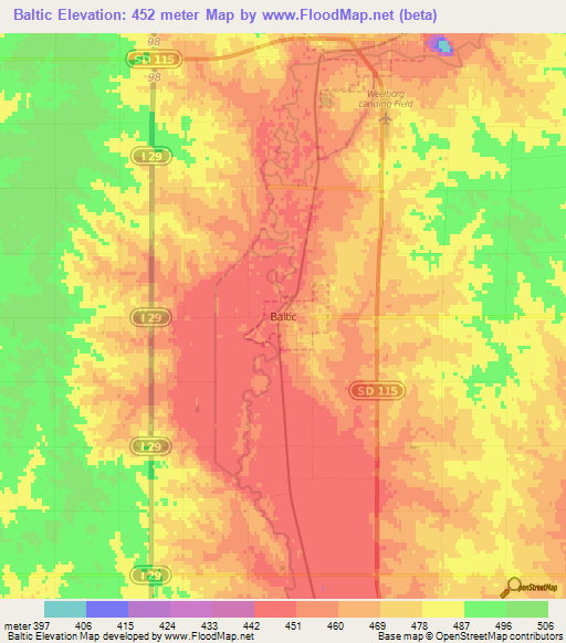 Baltic,US Elevation Map