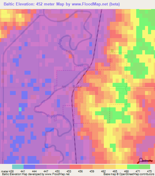 Baltic,US Elevation Map