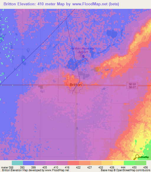 Britton,US Elevation Map