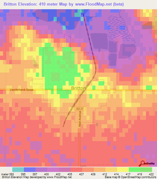 Britton,US Elevation Map