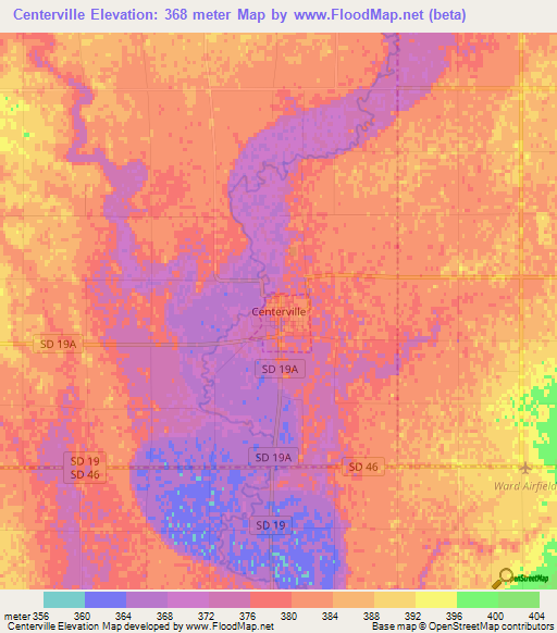 Centerville,US Elevation Map