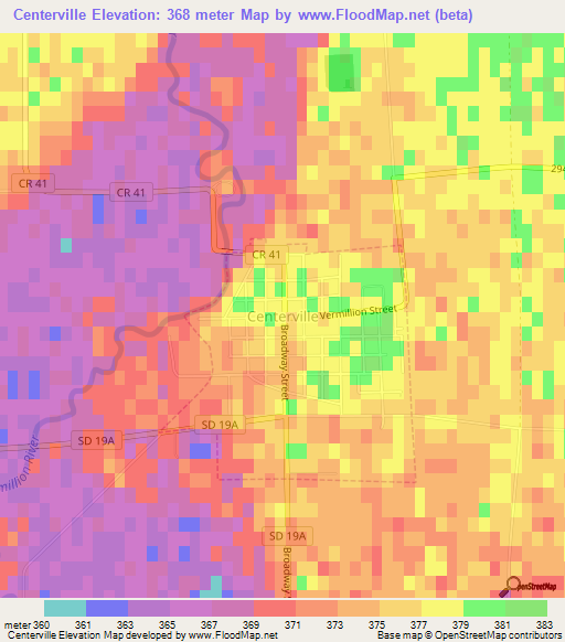 Centerville,US Elevation Map