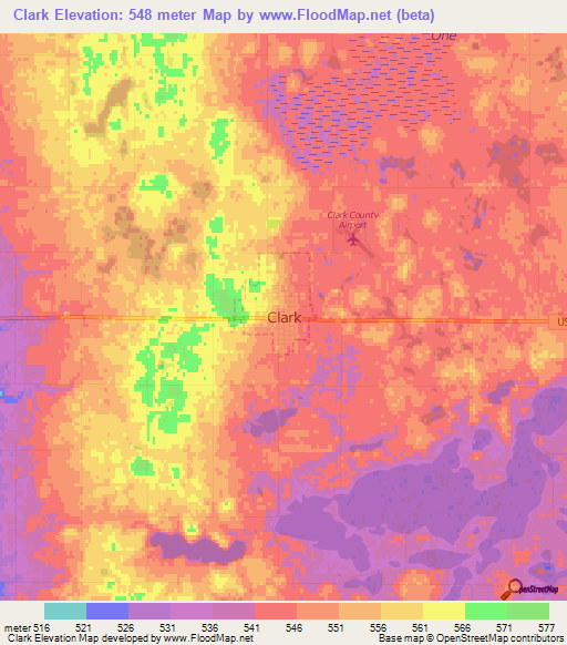 Clark,US Elevation Map