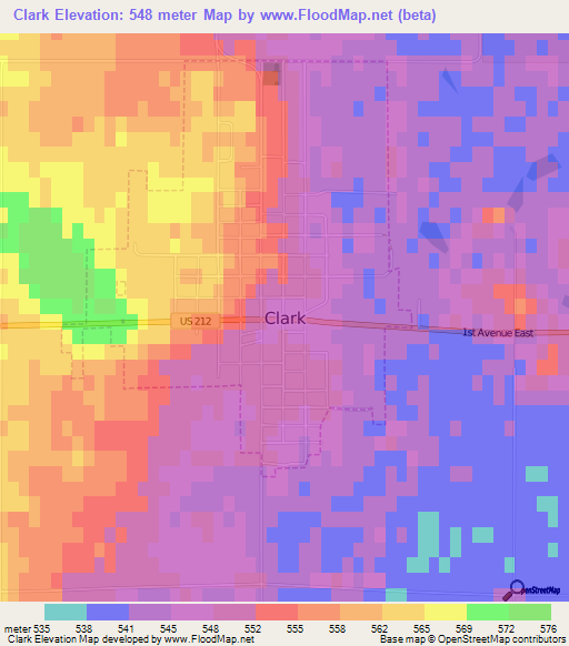 Clark,US Elevation Map