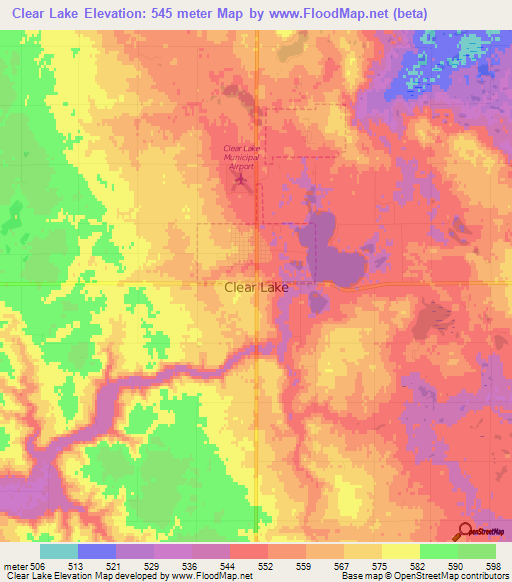 Clear Lake,US Elevation Map