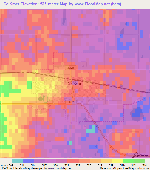 De Smet,US Elevation Map