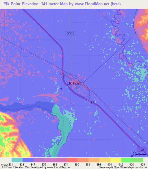 Elk Point,US Elevation Map