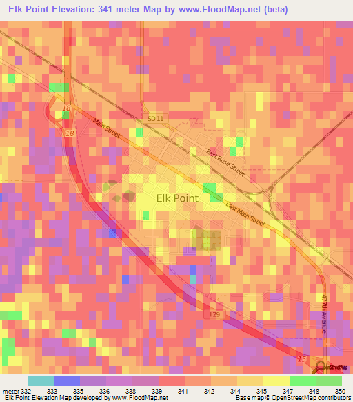 Elk Point,US Elevation Map