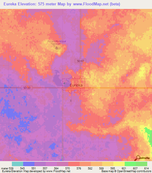 Eureka,US Elevation Map