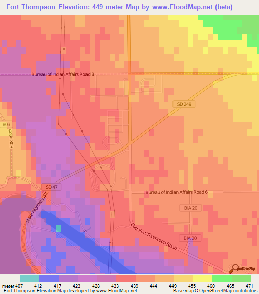 Fort Thompson,US Elevation Map