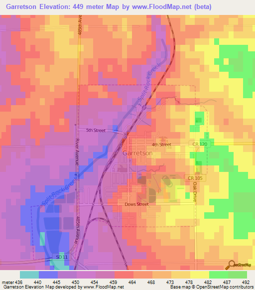 Garretson,US Elevation Map