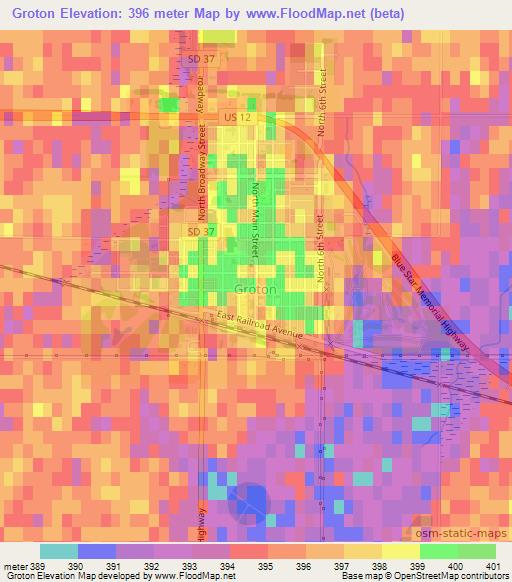 Groton,US Elevation Map