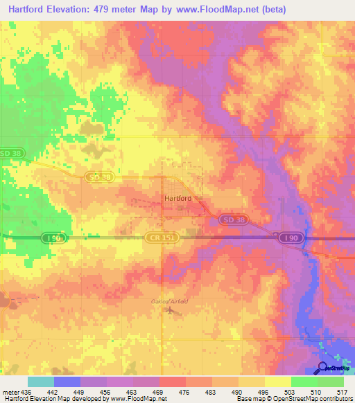 Hartford,US Elevation Map