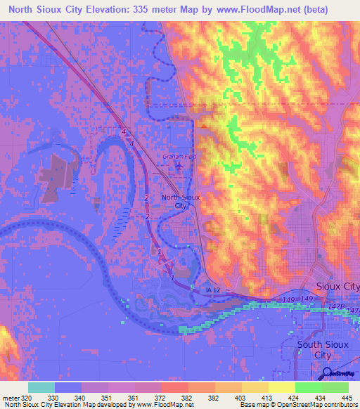 North Sioux City,US Elevation Map