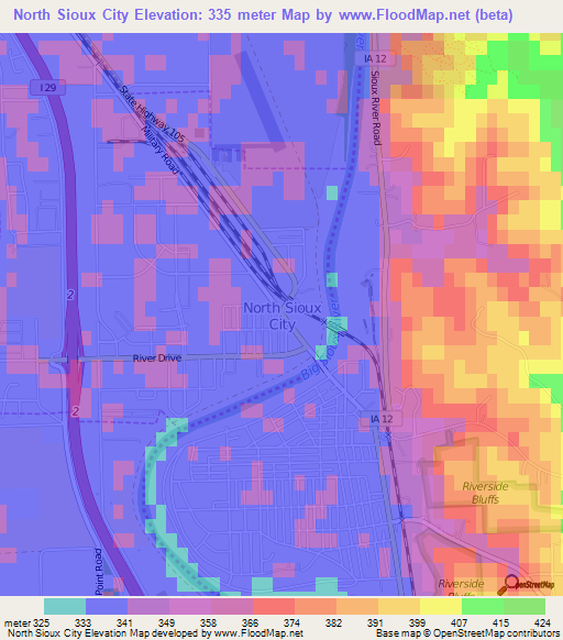 North Sioux City,US Elevation Map