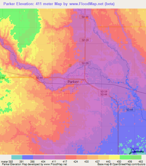 Parker,US Elevation Map