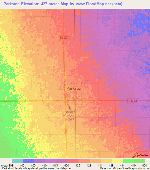 Parkston,US Elevation Map