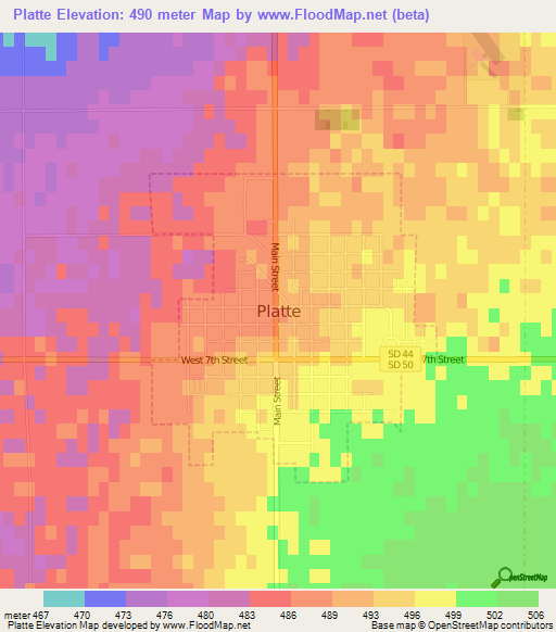 Platte,US Elevation Map