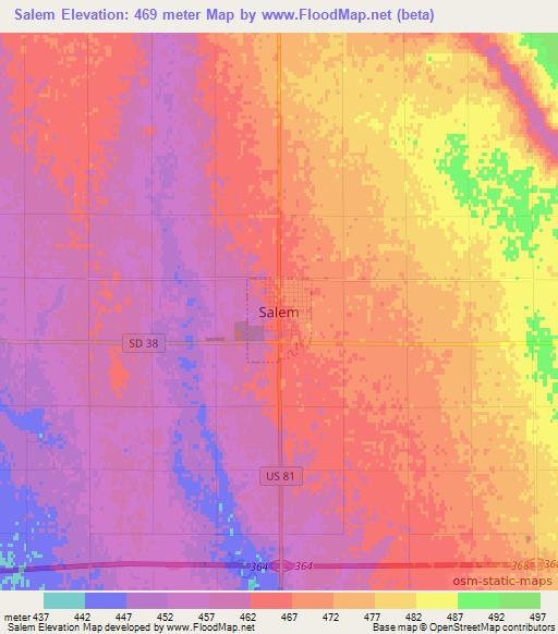 Salem,US Elevation Map