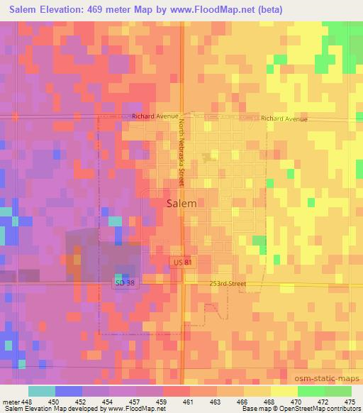 Salem,US Elevation Map