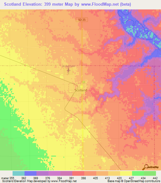 Scotland,US Elevation Map