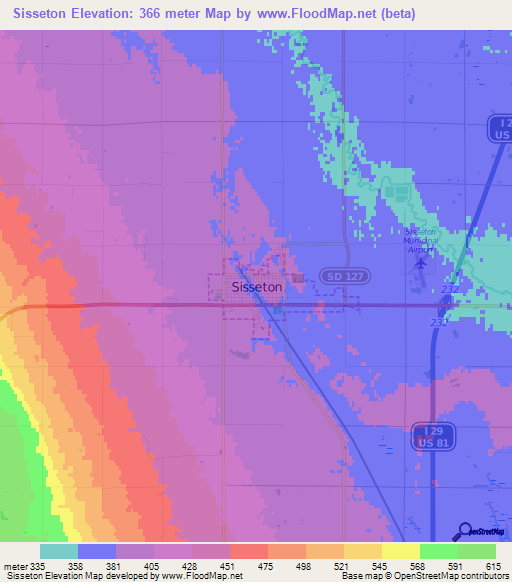 Sisseton,US Elevation Map