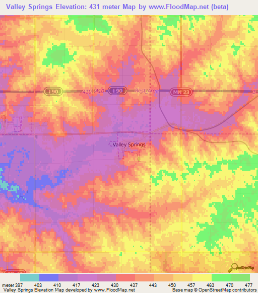 Valley Springs,US Elevation Map